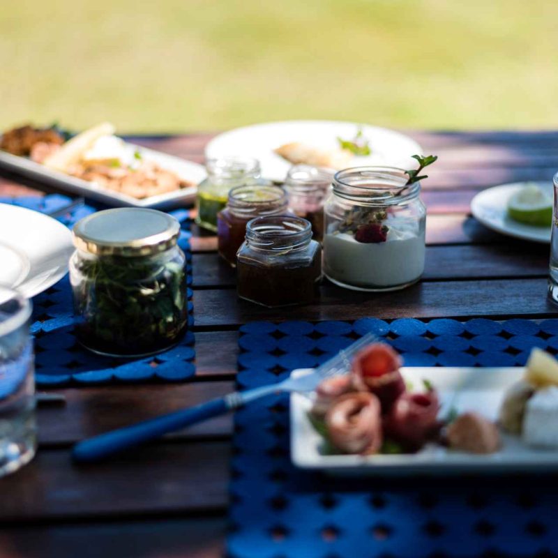 close up of food on table not in focus