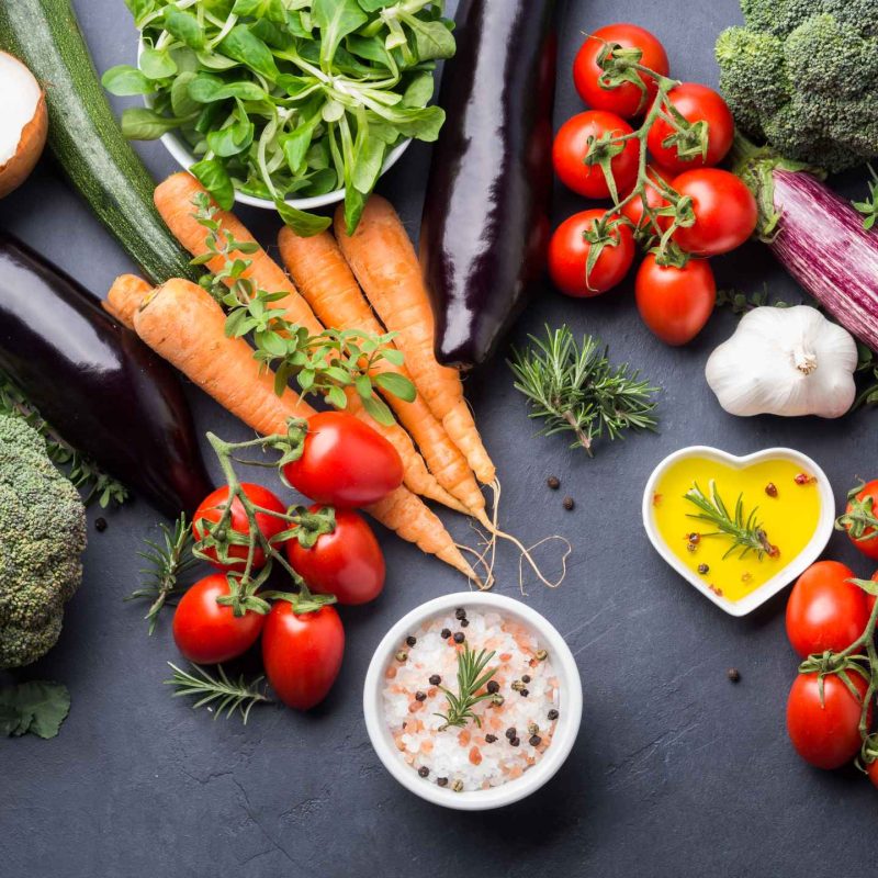 fresh vegetables on table
